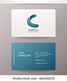 Creative Letter C Logo Design with Business Card Template : Vector Illustration
