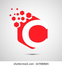 Creative Letter C logo in hexagonal design, vector icon template for professional branding and business.