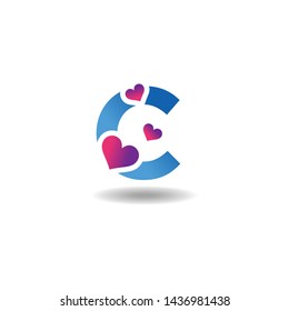 Icono de logotipo Carta creativa C con símbolo de corazón o amor