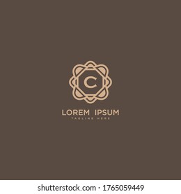 Diseño vectorial de icono del logotipo C de letra creativa. Logotipo de borde de joyería de lujo. Imprimir el símbolo de señal de marca de las iniciales del monograma.
