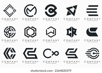 conjunto de iconos del logotipo de letra creativa C. diseño para negocios de lujo, elegante, sencillo.