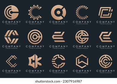 conjunto de iconos del logotipo de letra creativa C. diseño para negocios de lujo, elegante, sencillo.