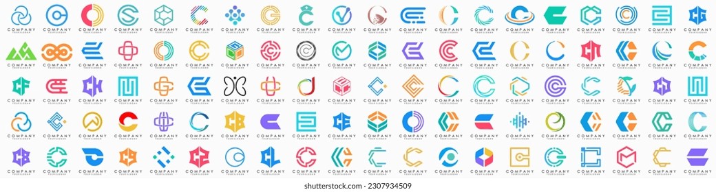 conjunto de iconos del logotipo de letra creativa C. diseño para negocios de lujo, elegante, sencillo.