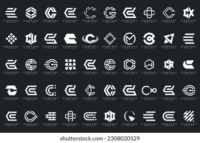 conjunto de iconos del logotipo de letra creativa C. diseño para negocios de lujo, elegante, sencillo.