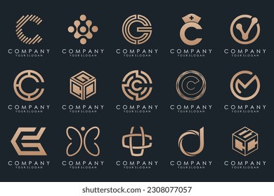 creative letter C logo icon set. design for business of luxury, elegant, simple.