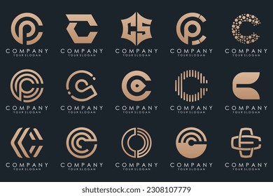 creative letter C logo icon set. design for business of luxury, elegant, simple.