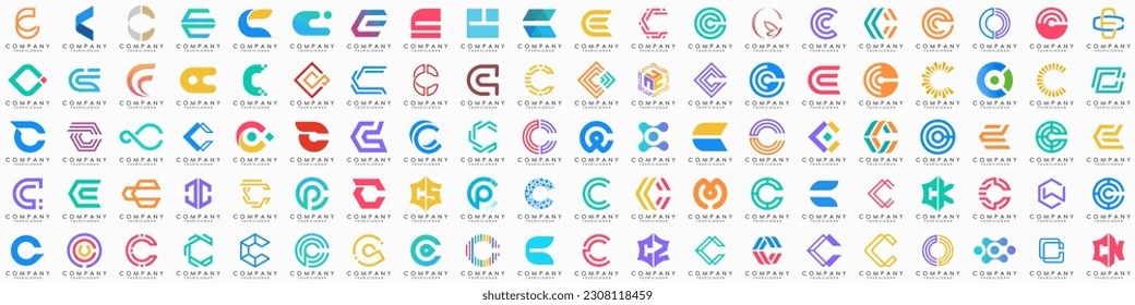 conjunto de iconos del logotipo de letra creativa C. diseño para negocios de lujo, elegante, sencillo.