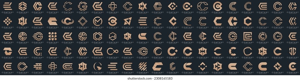 conjunto de iconos del logotipo de letra creativa C. diseño para negocios de lujo, elegante, sencillo.