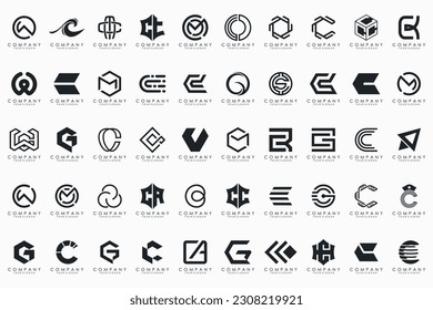 conjunto de iconos del logotipo de letra creativa C. diseño para negocios de lujo, elegante, sencillo.