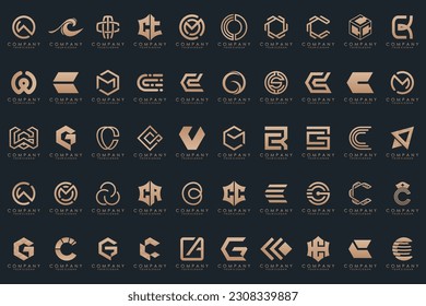 conjunto de iconos del logotipo de letra creativa C. diseño para negocios de lujo, elegante, sencillo.