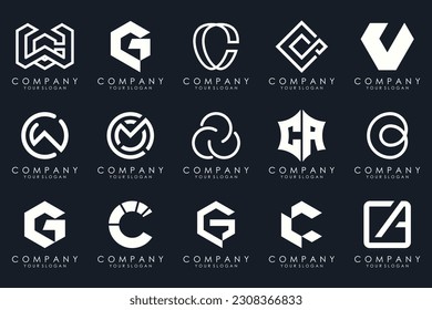 conjunto de iconos del logotipo de letra creativa C. diseño para negocios de lujo, elegante, sencillo.