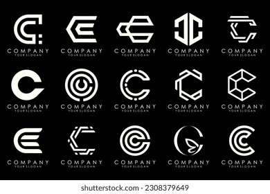 conjunto de iconos del logotipo de letra creativa C. diseño para negocios de lujo, elegante, sencillo.