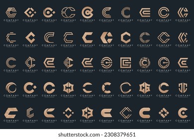 conjunto de iconos del logotipo de letra creativa C. diseño para negocios de lujo, elegante, sencillo.