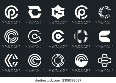 creative letter C logo icon set. design for business of luxury, elegant, simple.