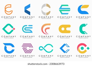 creative letter C logo icon set. design for business of luxury, elegant, simple.