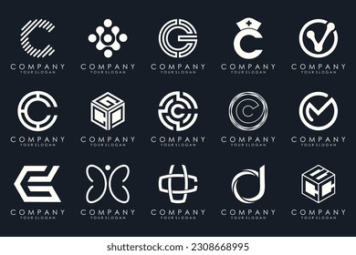 creative letter C logo icon set. design for business of luxury, elegant, simple.