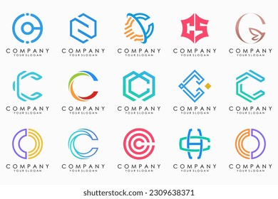 creative letter C logo icon set. design for business of luxury, elegant, simple.