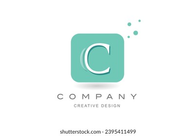 Icono de diseño de icono de letra creativa C ilustración vectorial. Plantilla para empresa o negocio con puntos cuadrados y color pastel verde