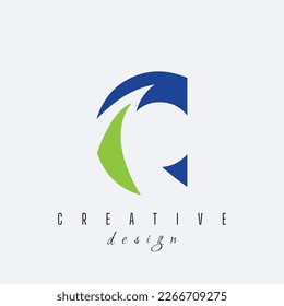 Logotipo de letra creativa C con líneas principales y diseño de carreteras con diseño geométrico. Ilustración vectorial con letras y líneas y cortes creativos