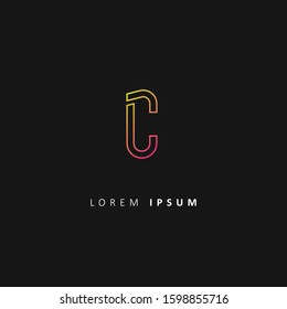 Creative letter C Logo. neon color style. design vector logotype illustration template