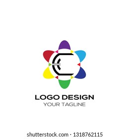 Creative letter C logo template. Modern flat letter C logo