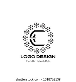 Creative letter C logo template. Modern flat letter C logo