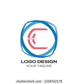 Creative letter C logo template. Modern flat letter C logo