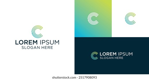 Creative Letter C Modern Liner Diseño de logotipo de tecnología digital