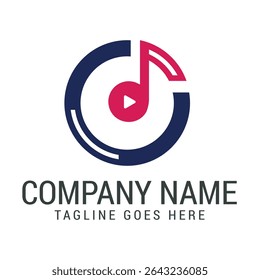 Creative Letter C Music note or Music Cd Modern Vector Logo Design Templates 