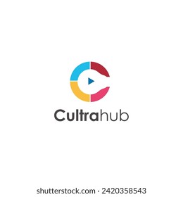 letra creativa C juego y diseño del logotipo de la lámpara
