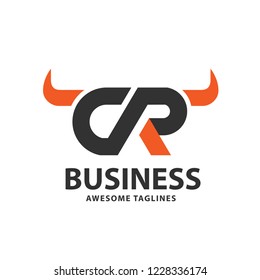 creative letter c r with simple horns logo vector concept 