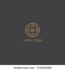 Creative letter CA logo icon vector design. Luxury jewelry frame gem edge logotype. Print monogram initials stamp sign symbol.