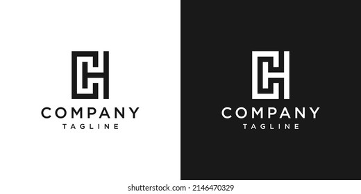 Creative Letter CH Monogram Logo Design Icon Template White and Black Background