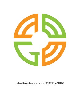 Creative  letter circle vector icon, abstract wheel round logo template, point color sign vector design Pro Vector