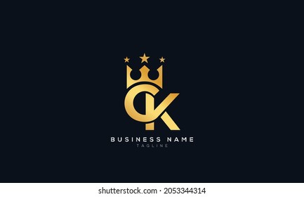 Creative letter CK CROWN logo vector template