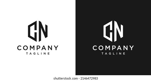 Creative Letter CN Monogram Logo Design Icon Template White and Black Background