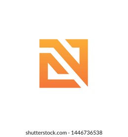 Creative Letter CN or NC Logo Icon, Orange Color on White Background, Simple Logo Design Template - Vector
