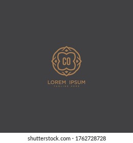 Creative letter CO logo icon vector design. Luxury jewelry frame gem edge logotype. Print monogram initials stamp sign symbol.