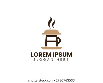 Creative letter A coffee cup logo design vector template for cafe and drink business