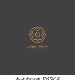 Creative letter CQ logo icon vector design. Luxury jewelry frame gem edge logotype. Print monogram initials stamp sign symbol.