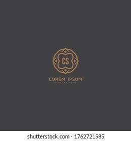 Creative letter CS logo icon vector design. Luxury jewelry frame gem edge logotype. Print monogram initials stamp sign symbol.