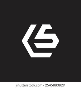 Letra criativa CS logo inicial elegante design de logotipo forma de polígono e identidade comercial marca moderna, letra abstrata arte ícone monograma cor branca no fundo preto.