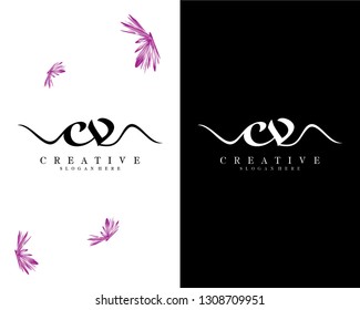 creative letter cv, vc logo design vector