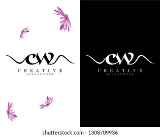 creative letter cw, wc logo design vector