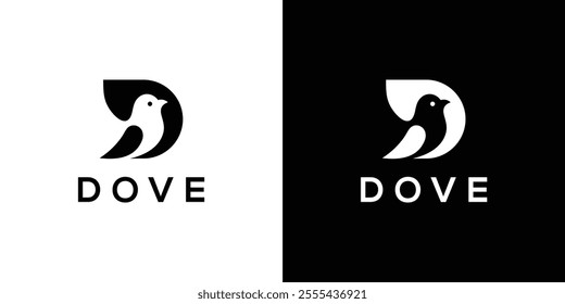 creative letter D bird dove logo design graphic vector icon