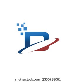 Creative letter d data line tech logo design vector image. Initial Letter D Data Tech Logo Design