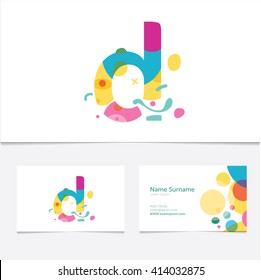 Creative Letter D design vector template on The  Business Card Template. Abstract Colorful Alphabet .Friendly funny ABC Typeface. Type Characters 