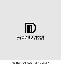 Creative Letter D with door logo design template. Universal vector icon. Simple logotype symbol.