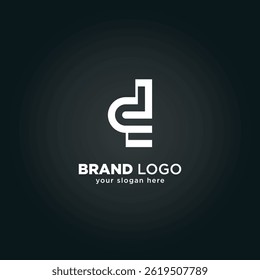 Creative Letter D and E Monogram Logo with Black Background.
