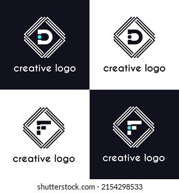 letra creativa d y f para el diseño de la compañía de logotipos